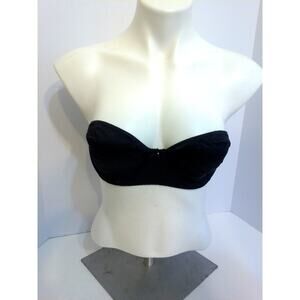 Vtg Olga Strapless Underwire Black Satin Bra Style 33695 Size 36B READ NO STRAPS